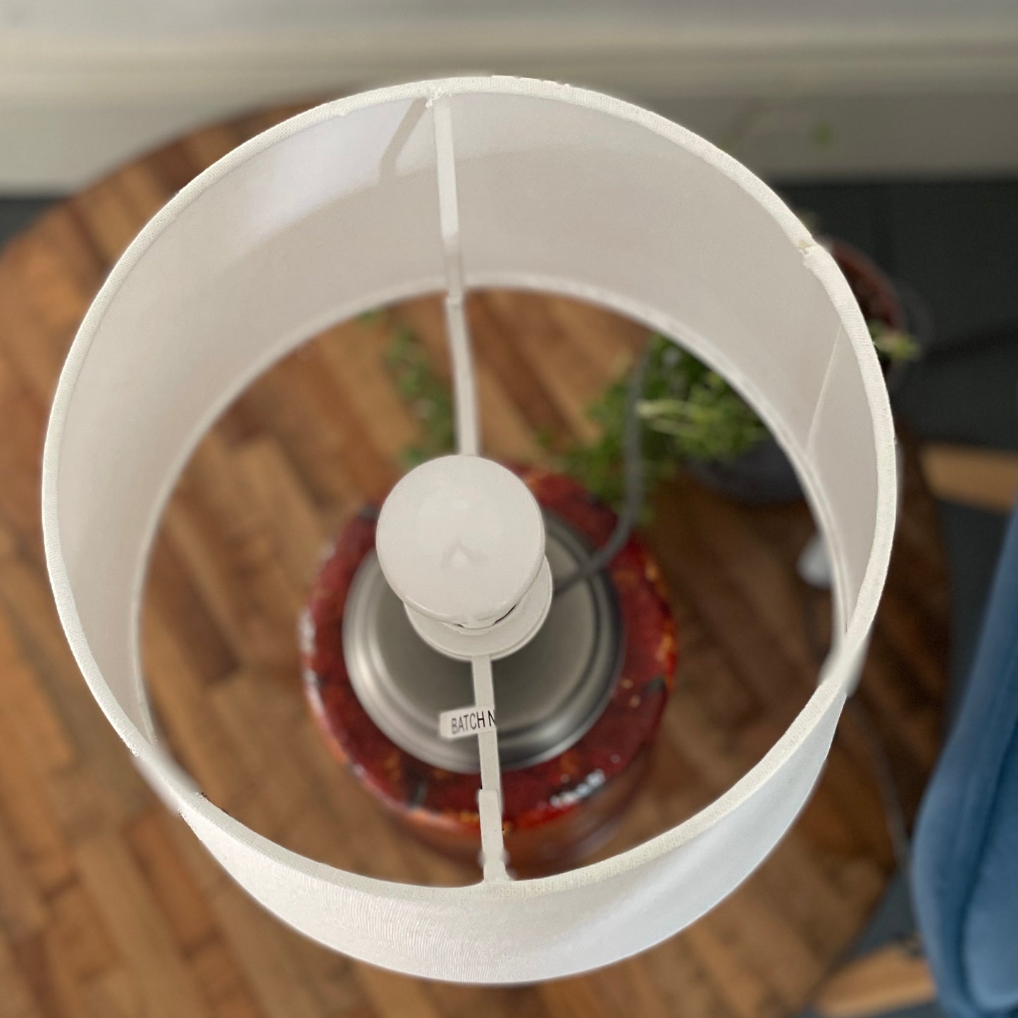 Autumn Wood~One of a kind hand painted glass table lamp