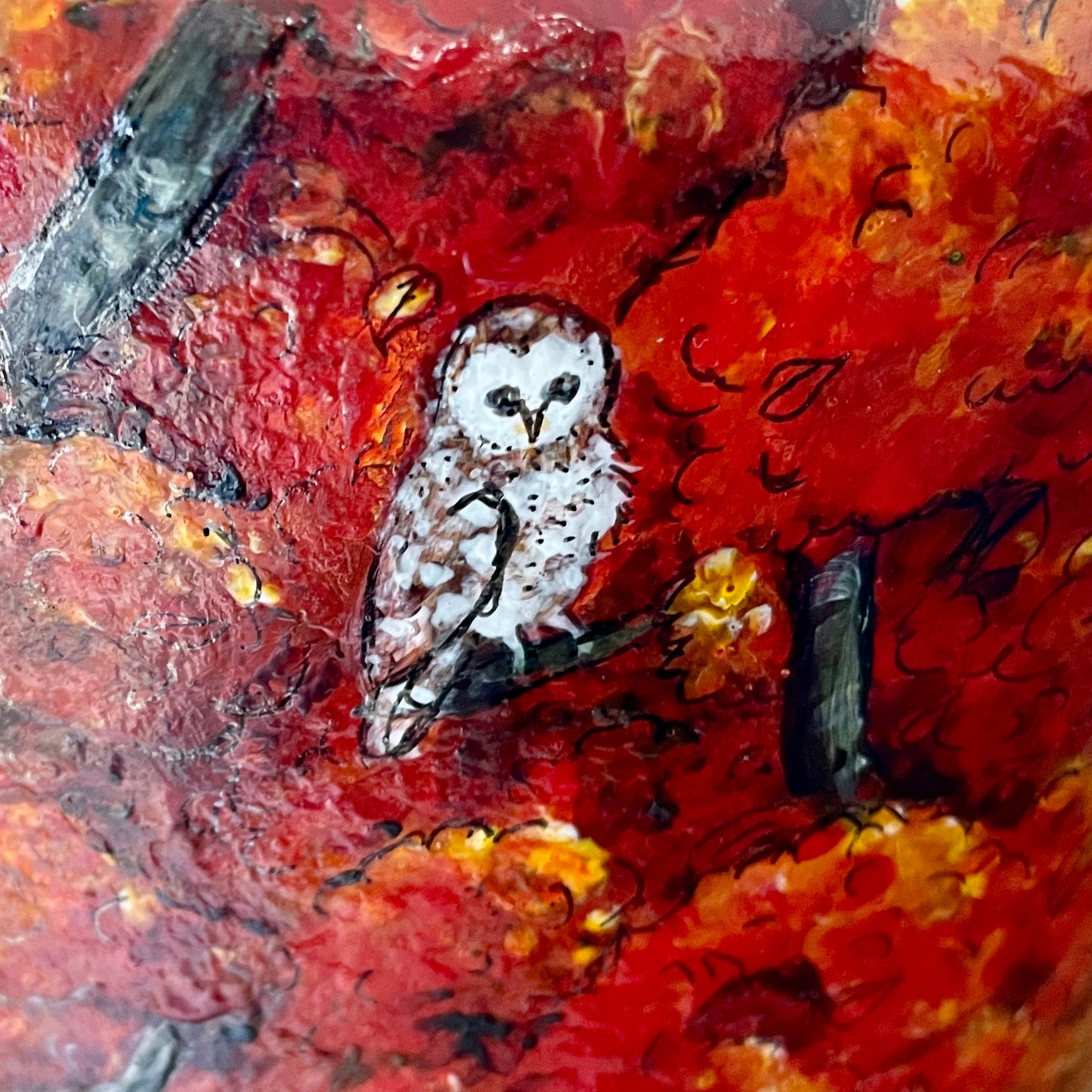 Autumn Wood~One of a kind hand painted glass table lamp