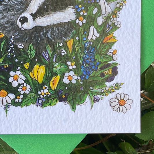 Card~Badger in Spring