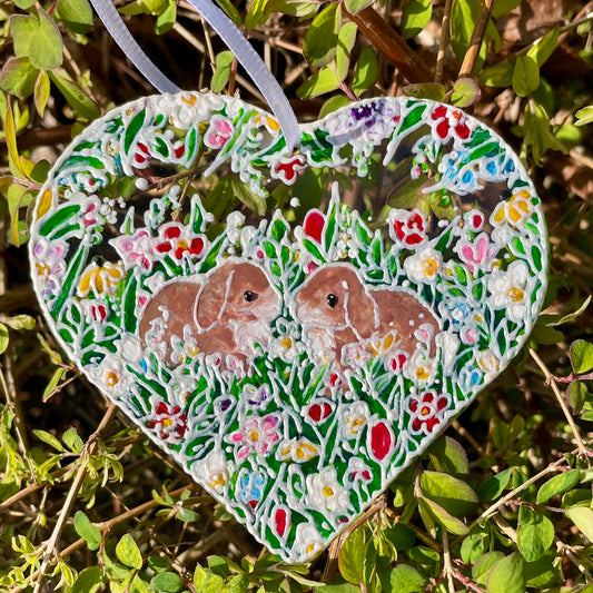 Bunny Love~ Heart suncatcher