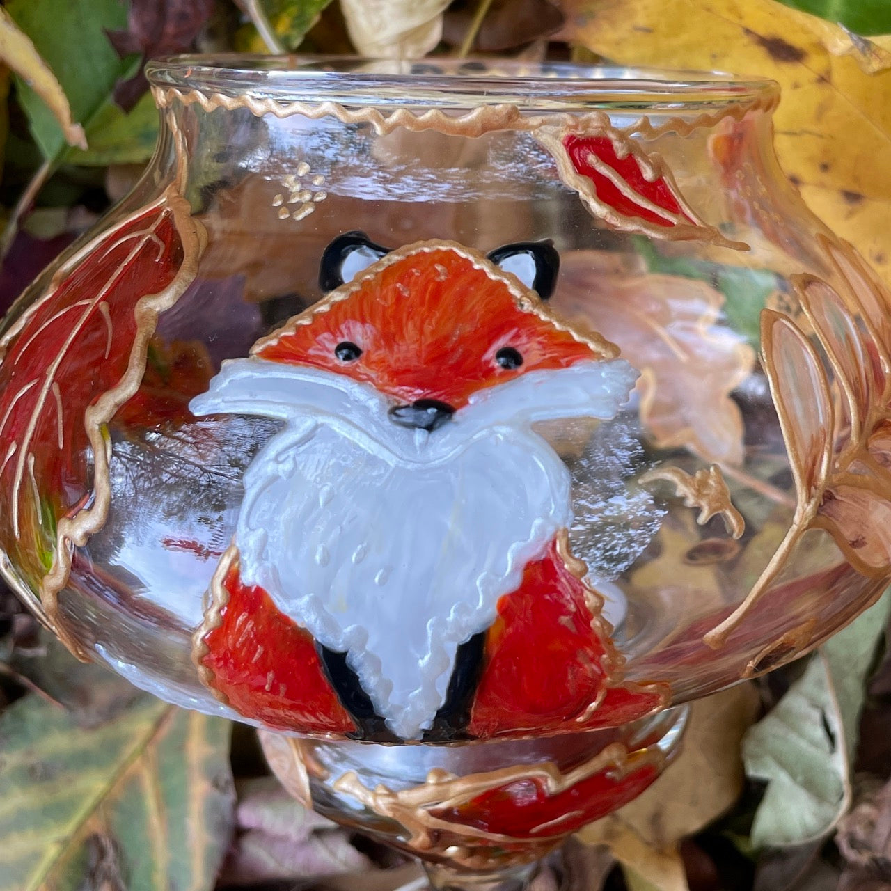 Fox in autumn~ Candleholder tall