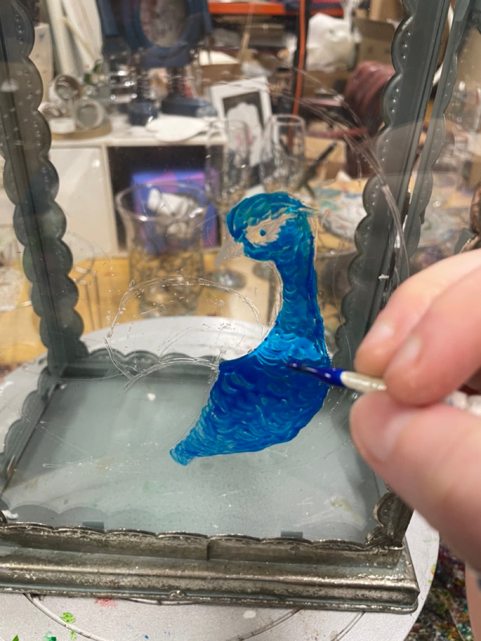 'Peacock' One of a kind lantern