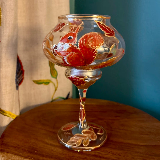 Squirrel in Autumn~ Tall candleholder