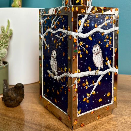 Starry night owl~ One of a kind lantern