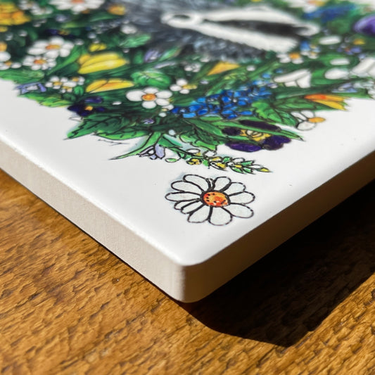 Badger in spring~ Ceramic coaster