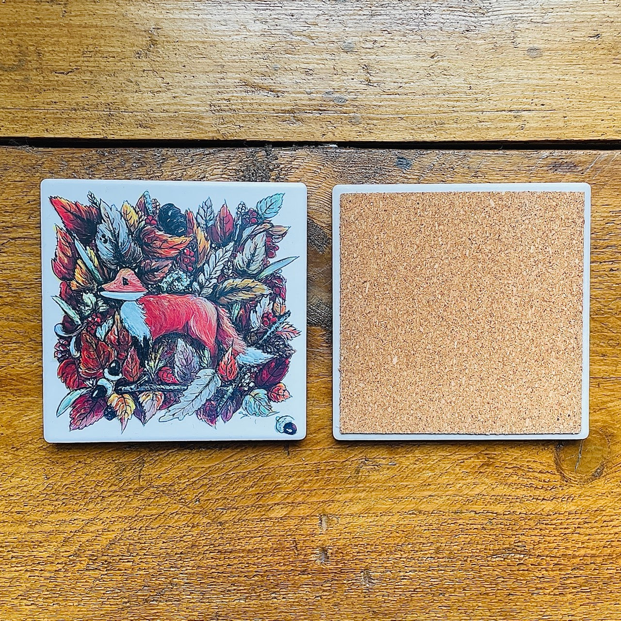 Fox in autumn~ Ceramic coaster