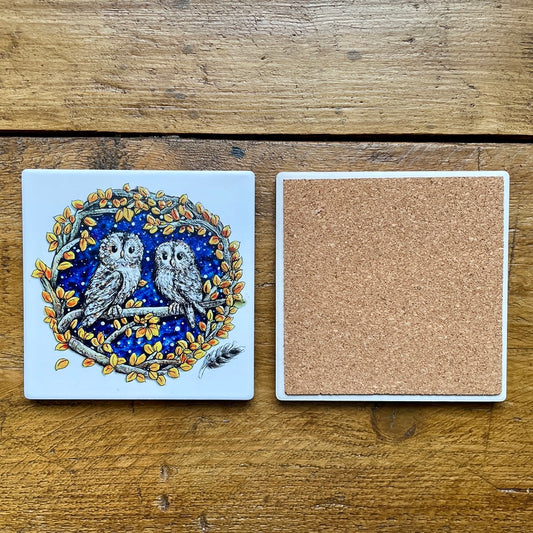 Owly you~ Ceramic coaster