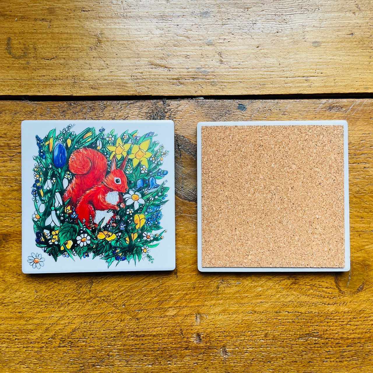 Squirrel in spring~ Ceramic coaster