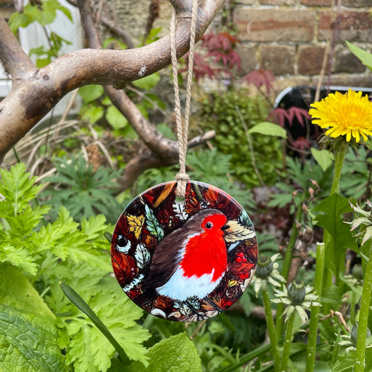 Robin in autumn~ Ceramic decoration