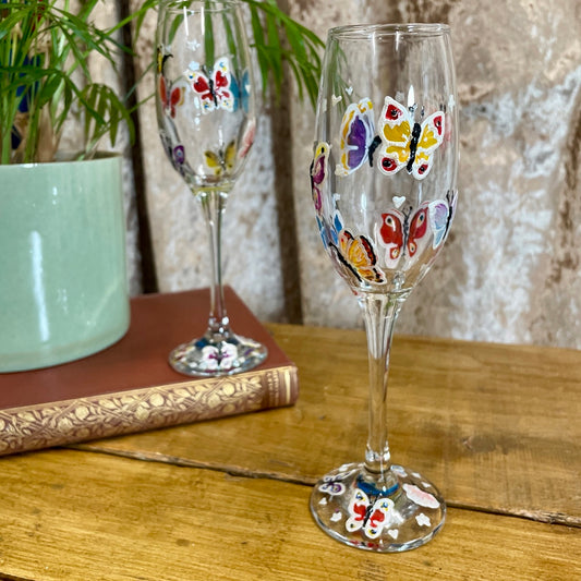 Rainbow butterfly~ Champagne glass