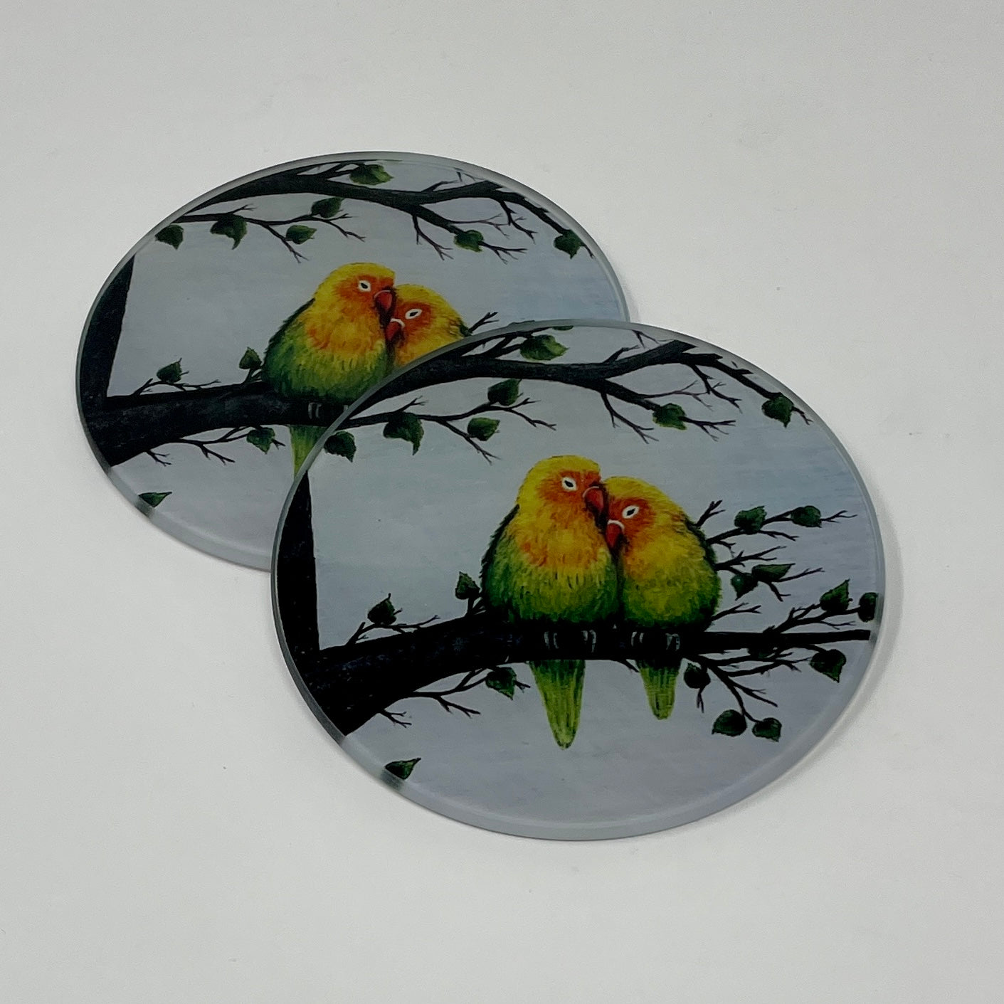 Lovebirds~Glass coaster