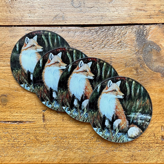 Mr Fox~ Glass coaster