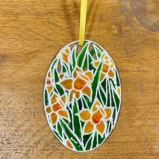 Daffodil field~ Oval suncatcher