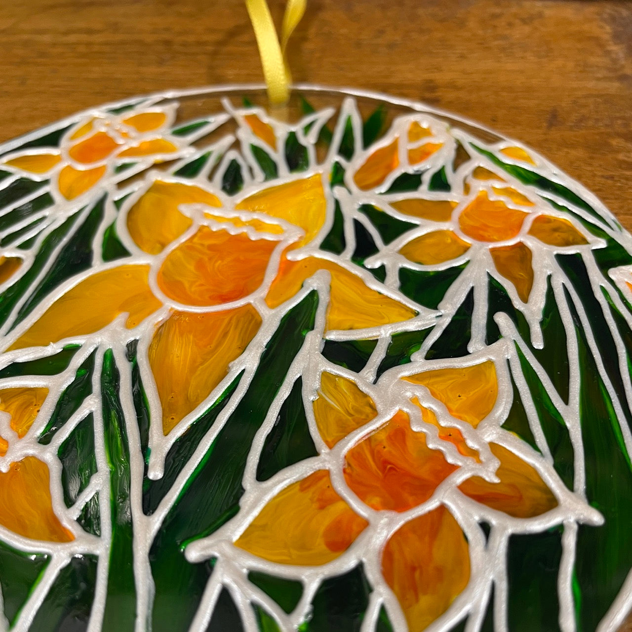 Daffodil field~ Round suncatcher
