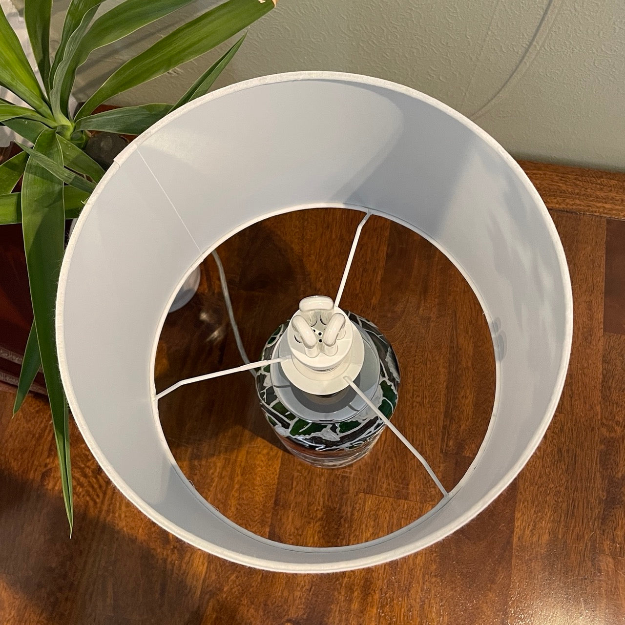 Garden Birds~ One of a kind hand painted glass table lamp