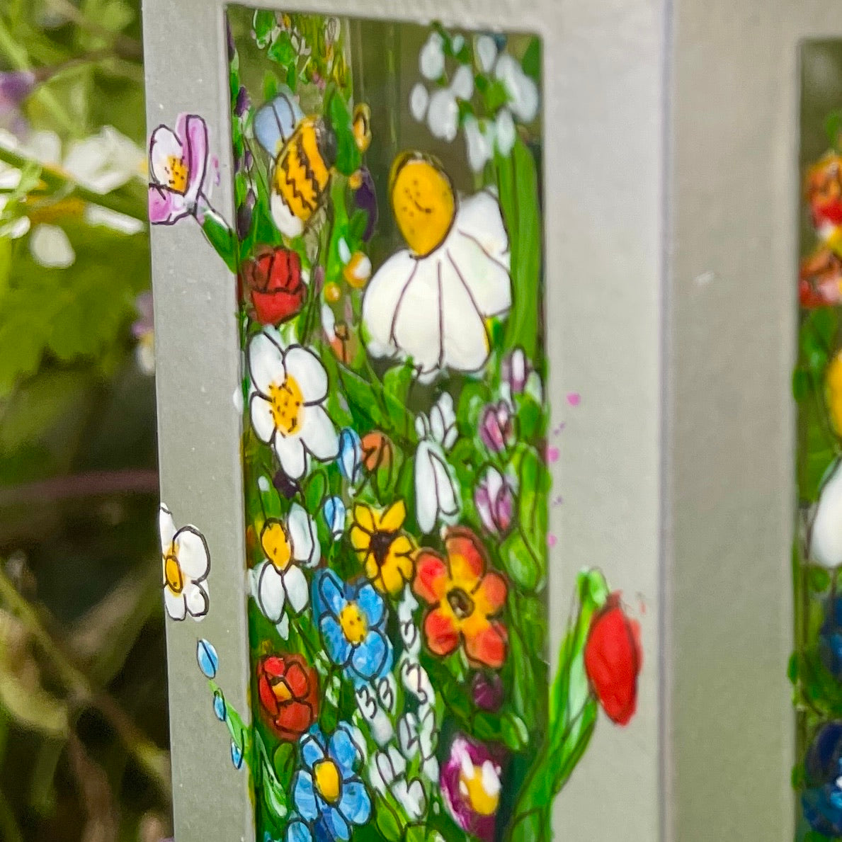 Floral garden~ One of a kind silver lantern