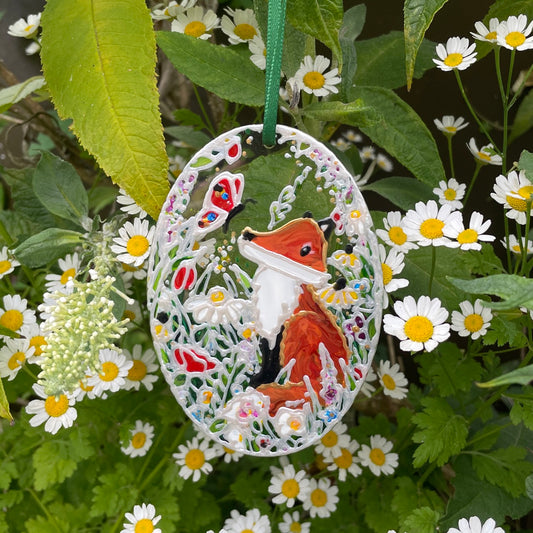 Fox in summer~ Oval suncatcher