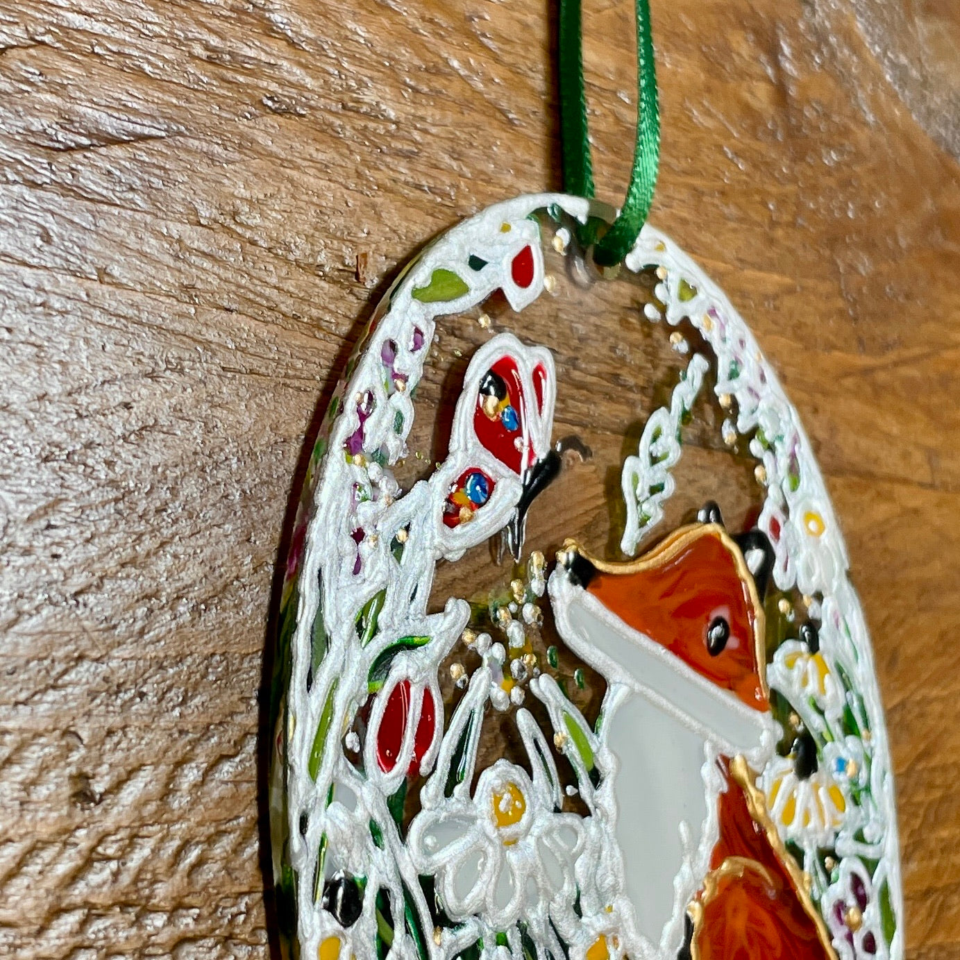 Fox in summer~ Oval suncatcher