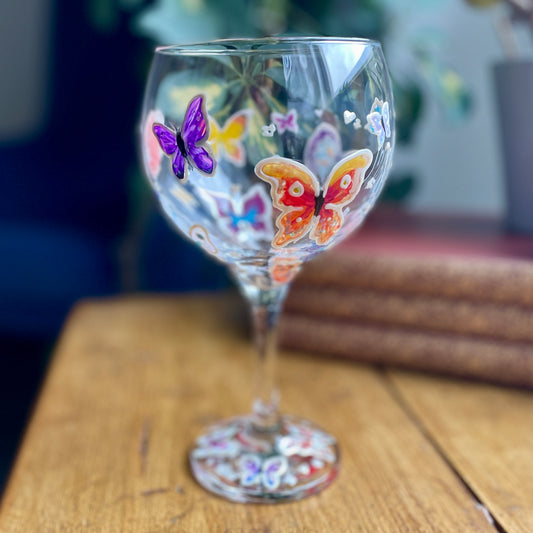 Rainbow butterflies~ Gin glass