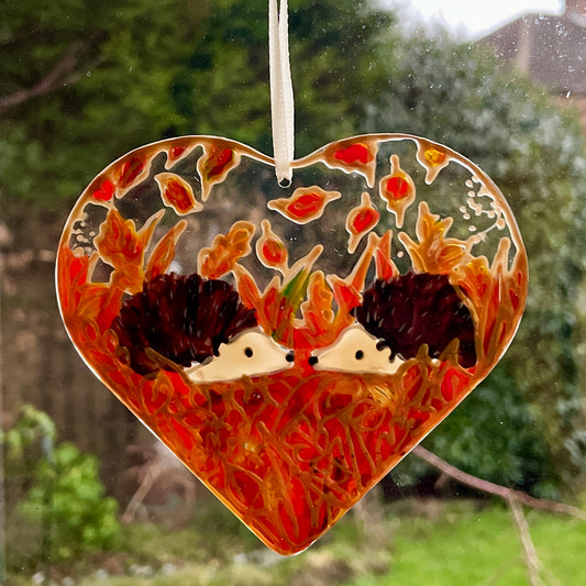 Hedgehog couple~ Heart suncatcher