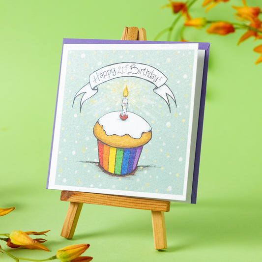 Card~ Rainbow cupcake with age