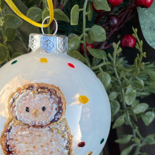 Owl in autumn~ Shiny glass bauble