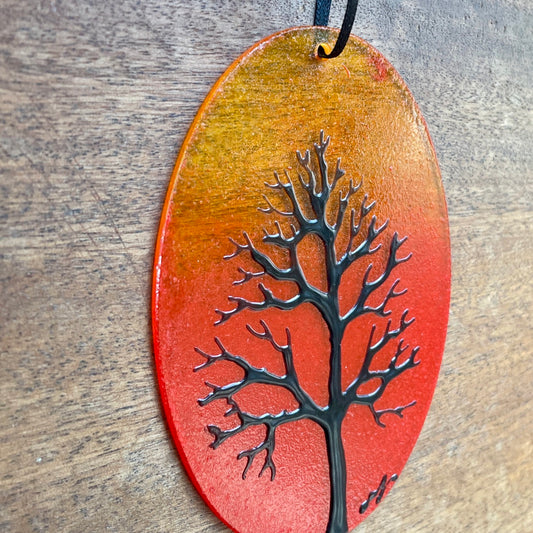 Orange tree~ Oval suncatcher