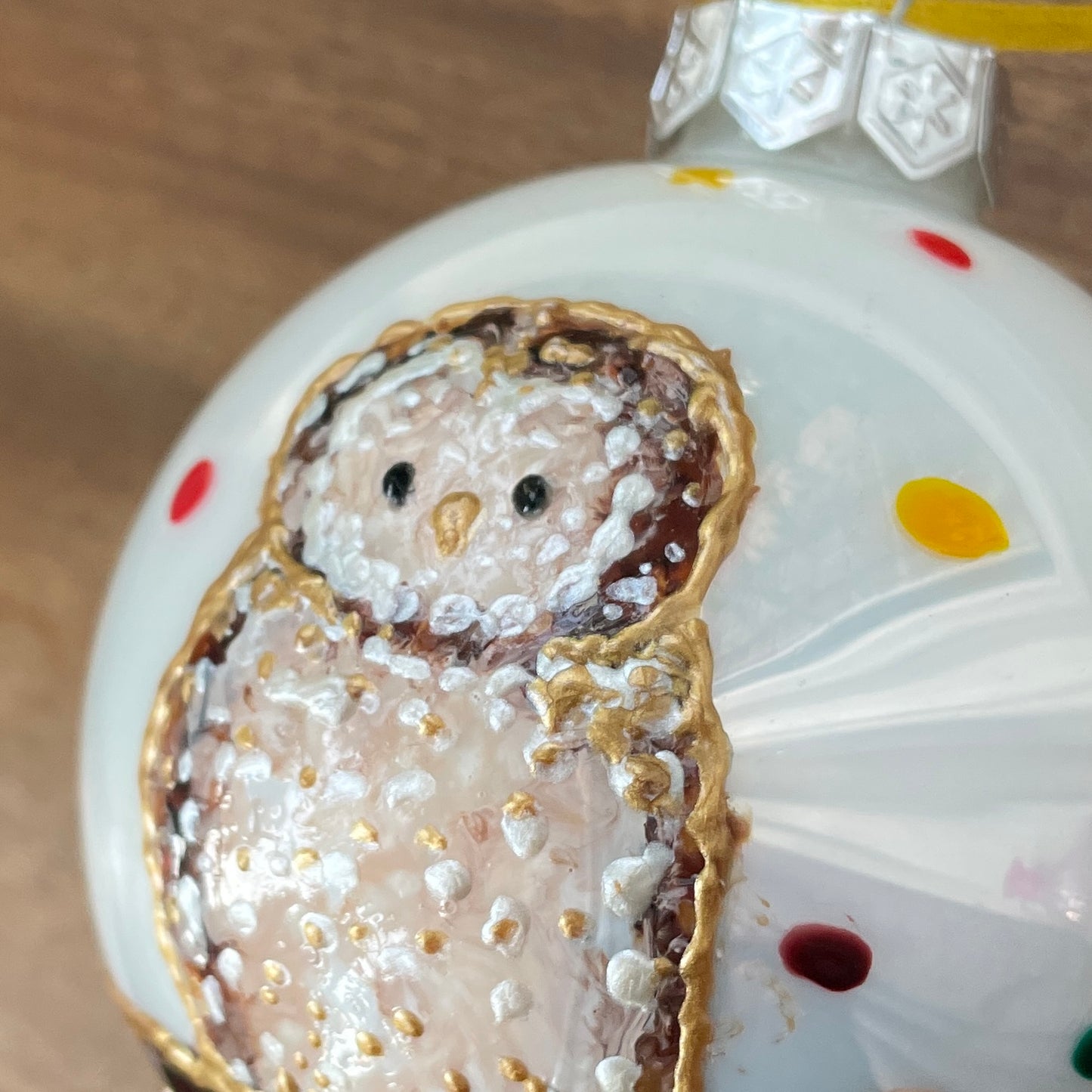 Owl in autumn~ Shiny large glass bauble