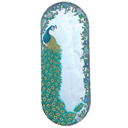 Peacock ~ One of a kind oval mirror