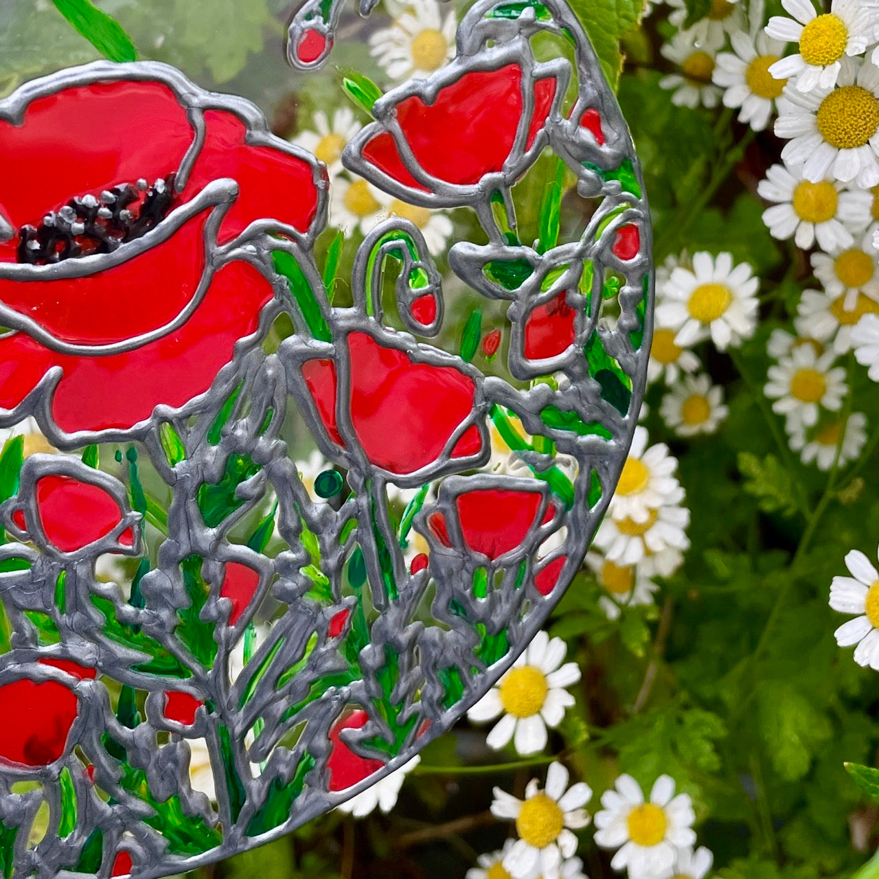Poppy field~ Round suncatcher
