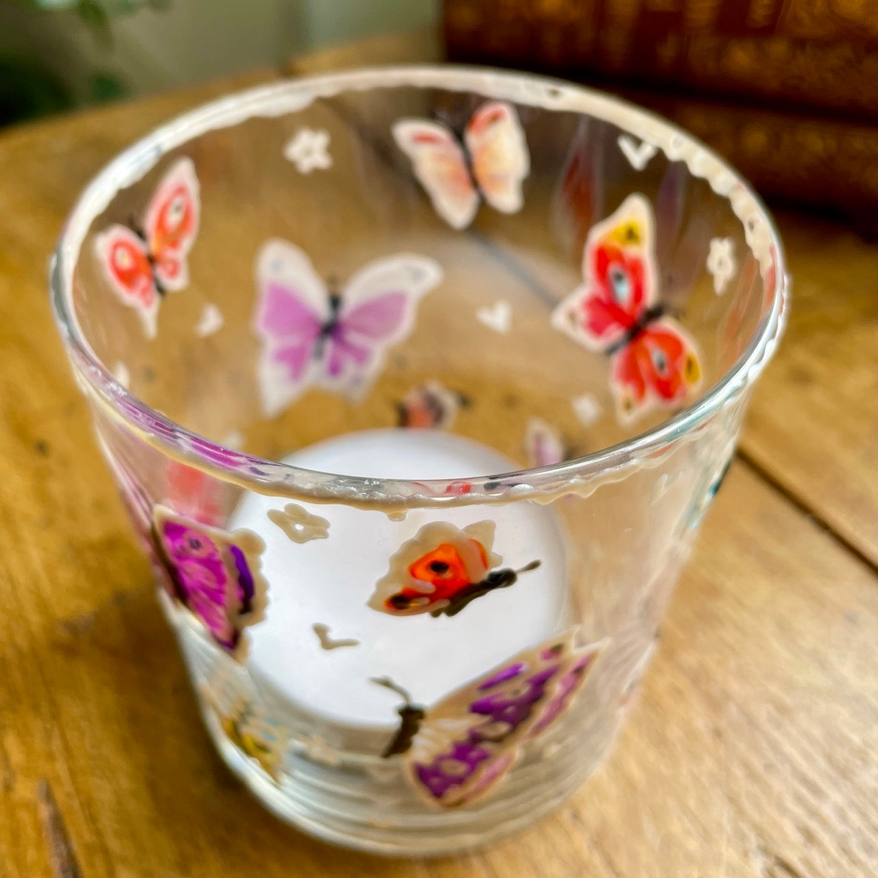 Rainbow butterflies~ Large tealight candleholder