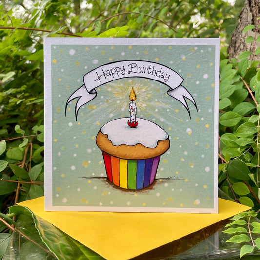 Card~Rainbow cupcake