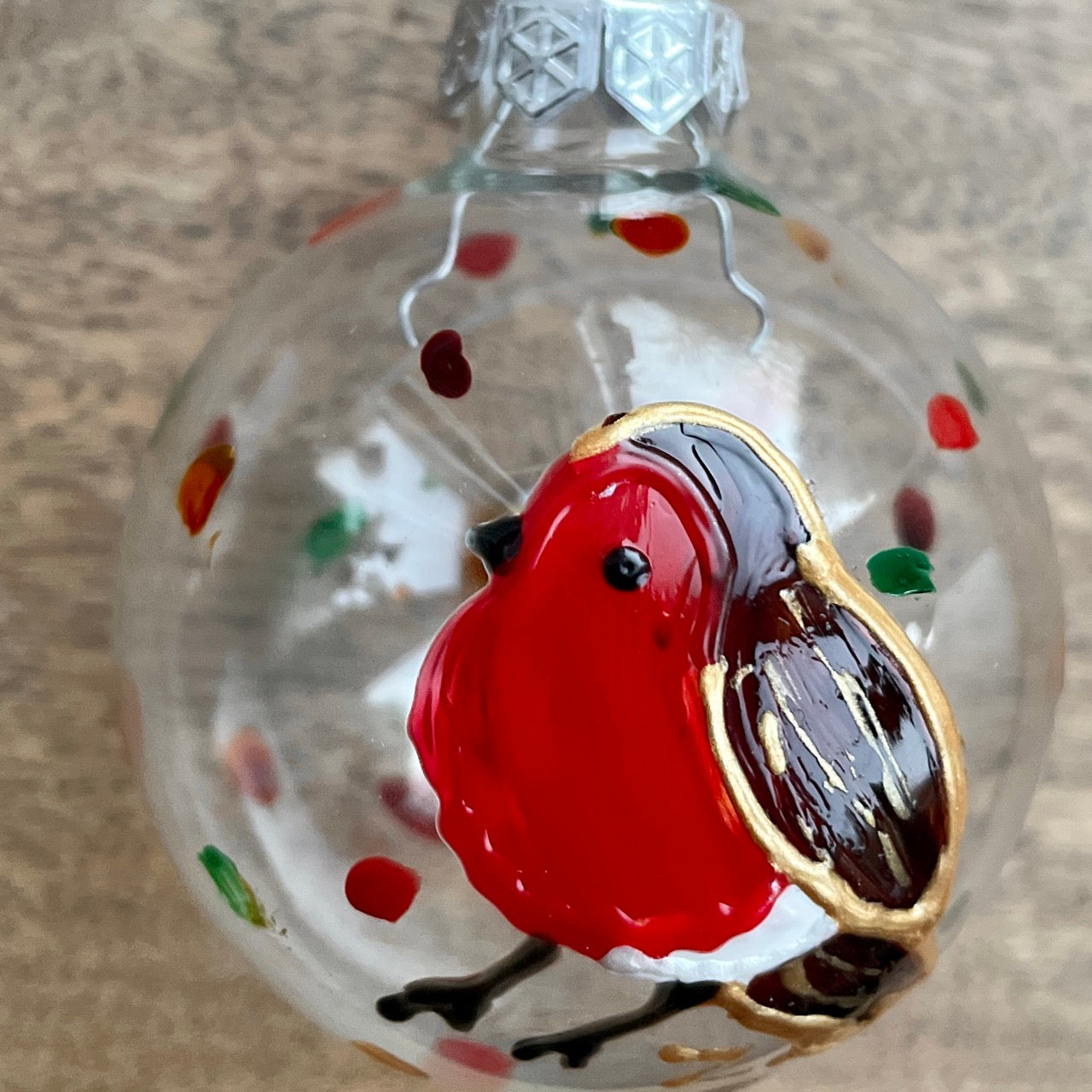 Robin in autumn~ Glass bauble