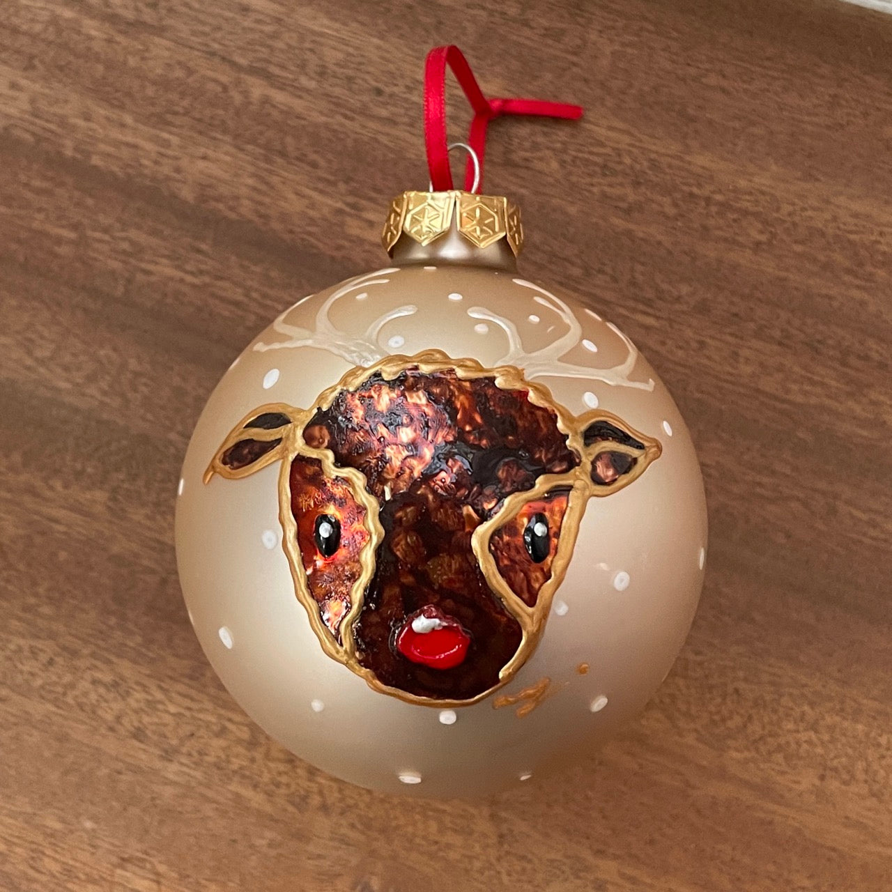 Rudolph~ Large glass bauble