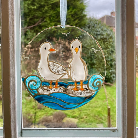 Seagulls~ Round suncatcher