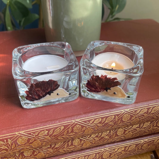 Hedgehog~ Square tealight candleholder
