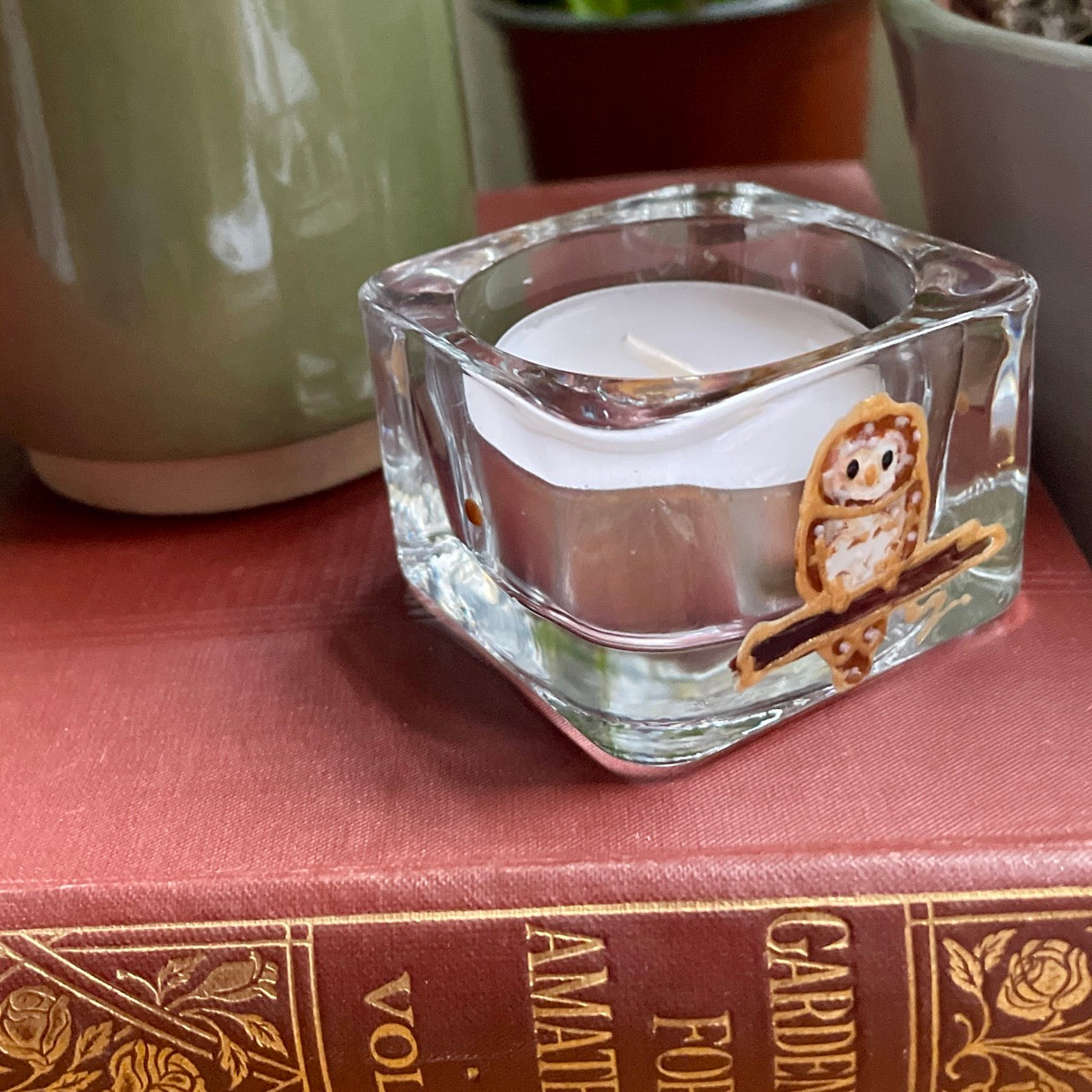 Owl~ Square tealight candleholder