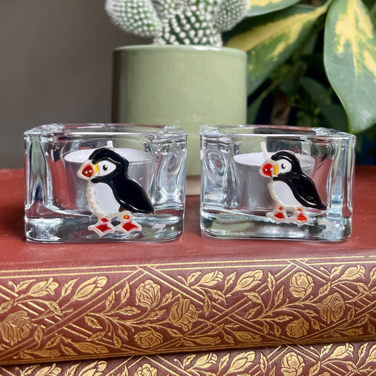 Puffin~ Square tealight candleholder