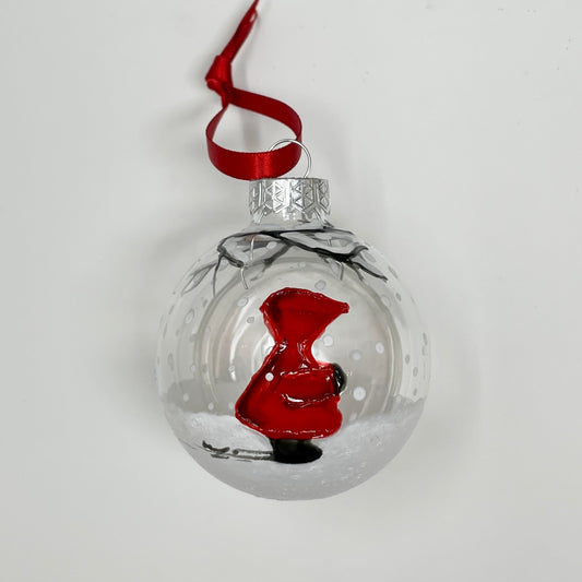 Redhood in snow~ Glass bauble