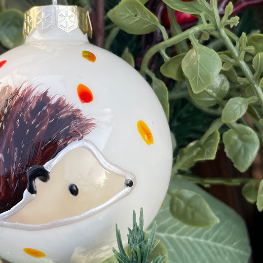 Hedgehog in autumn~ Shiny glass bauble