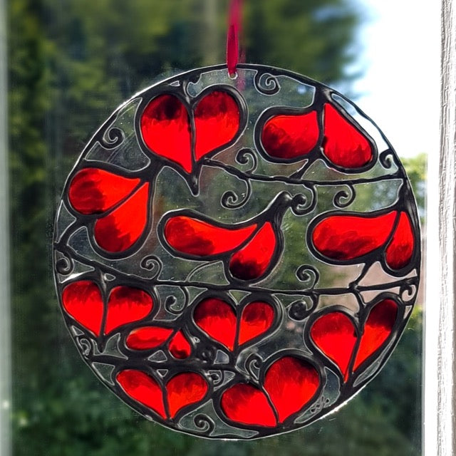 Red leaf~ Round suncatcher