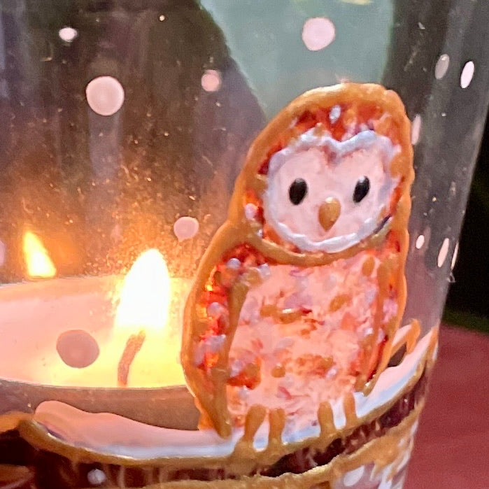 Owl in snow~ Tealight candleholder