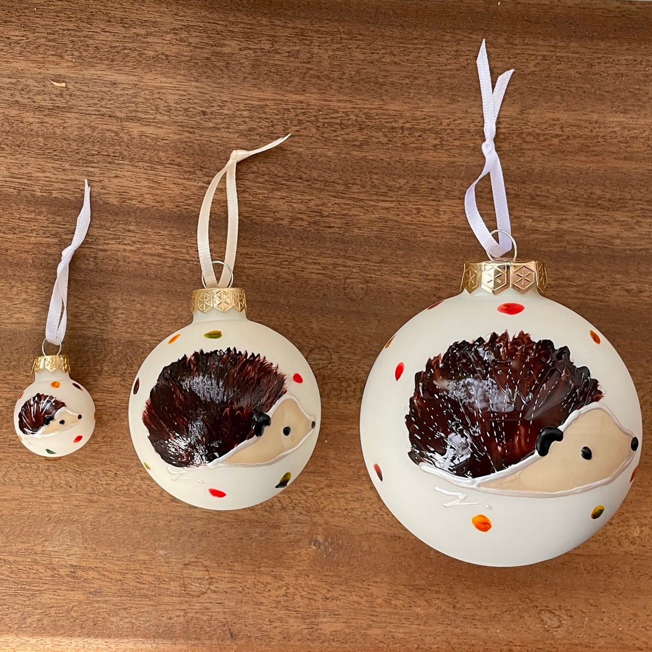 Hedgehog in autumn~ Shiny glass bauble