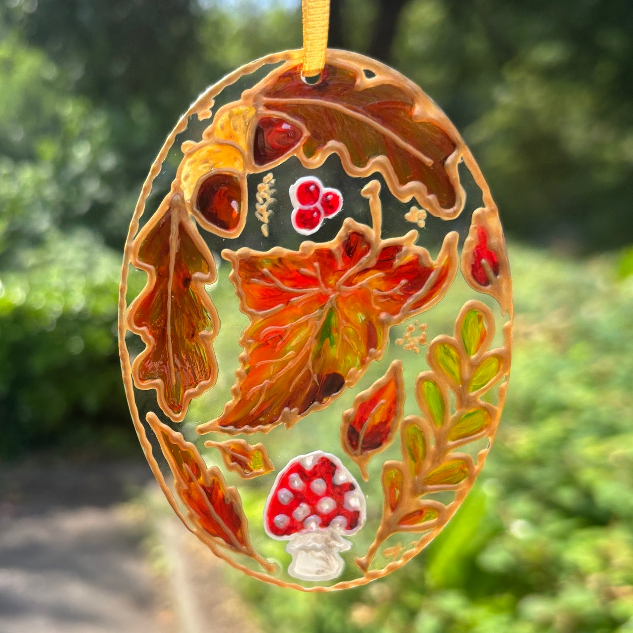 Autumnal~ Oval Suncatcher