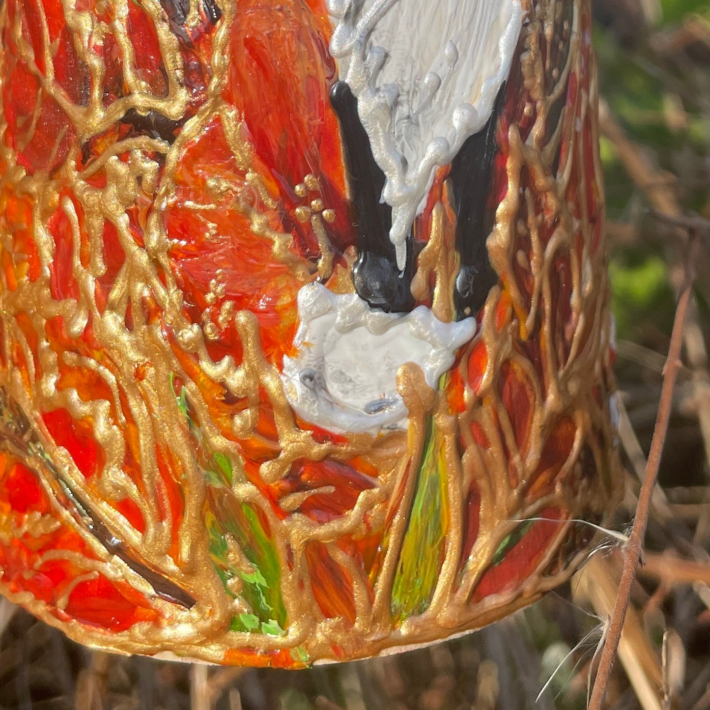 Fox in autumn~ One of a kind wooden candleholder