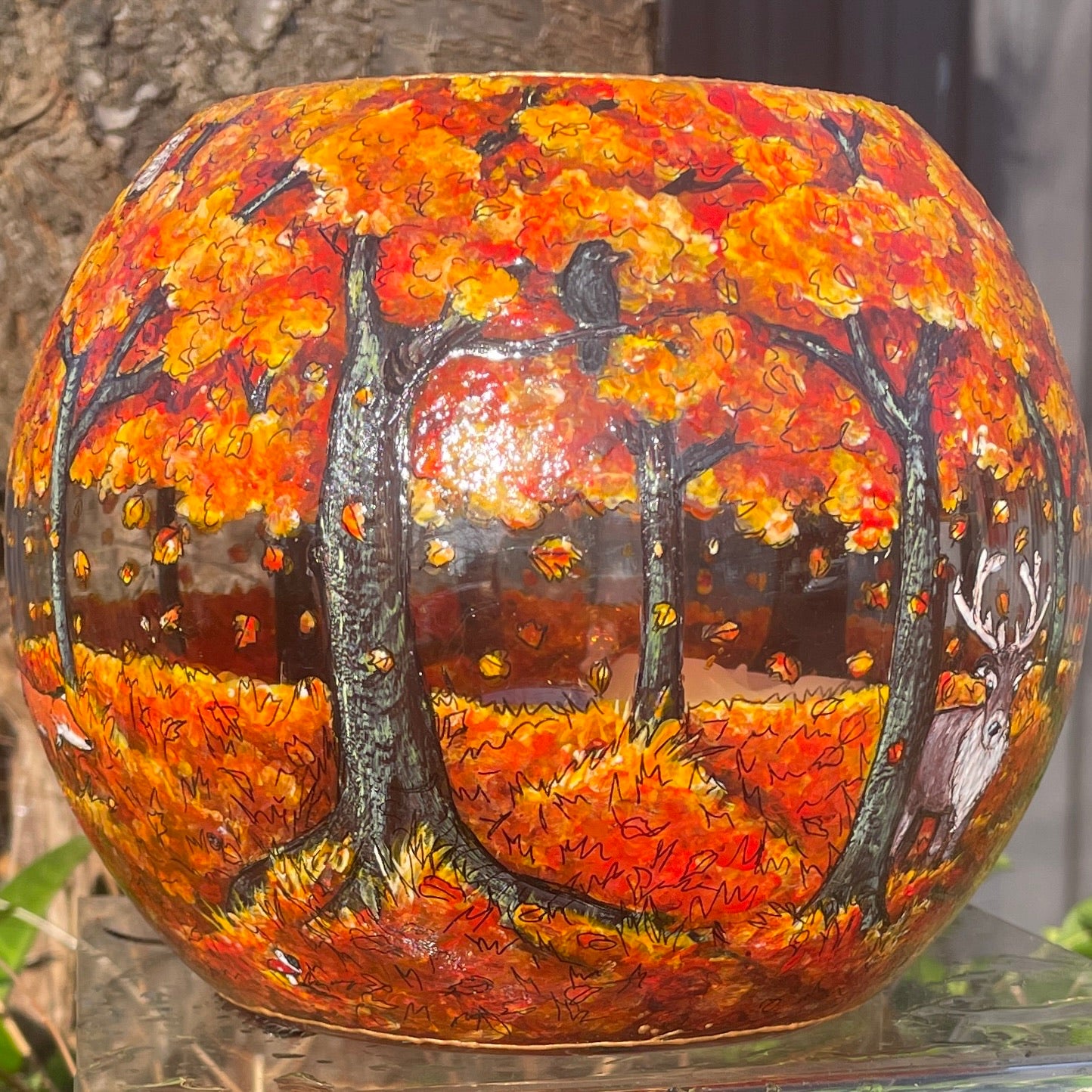 Autumn wood~ One of a kind bowl candleholder