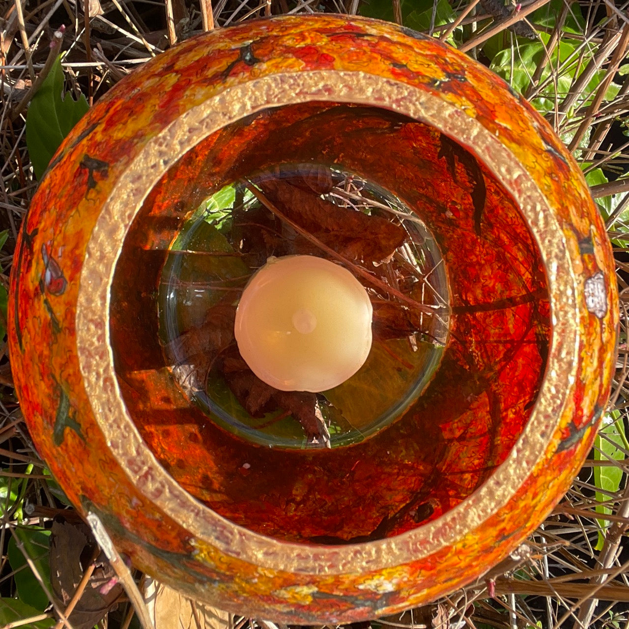 Autumn wood~ One of a kind bowl candleholder