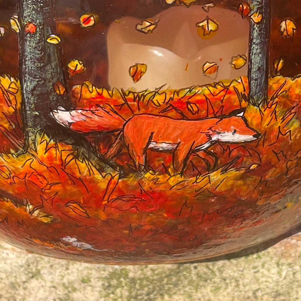 Autumn wood~ One of a kind bowl candleholder