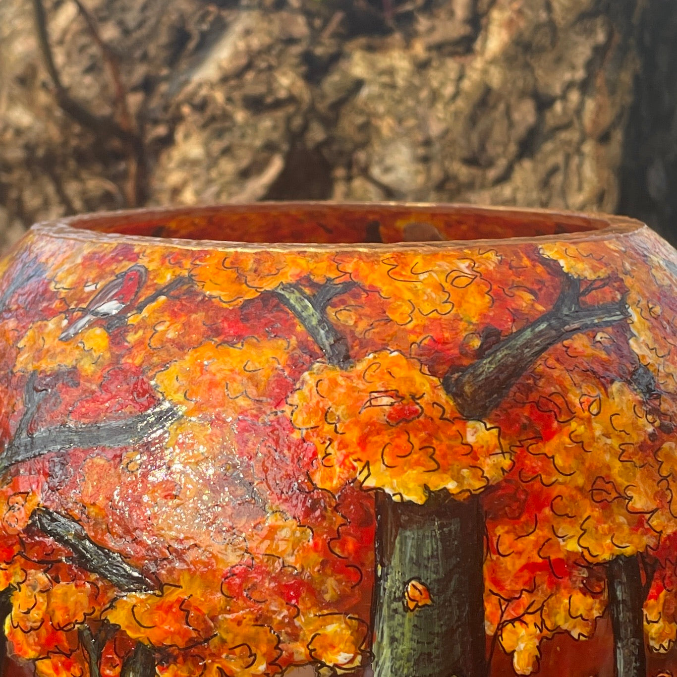Autumn wood~ One of a kind bowl candleholder