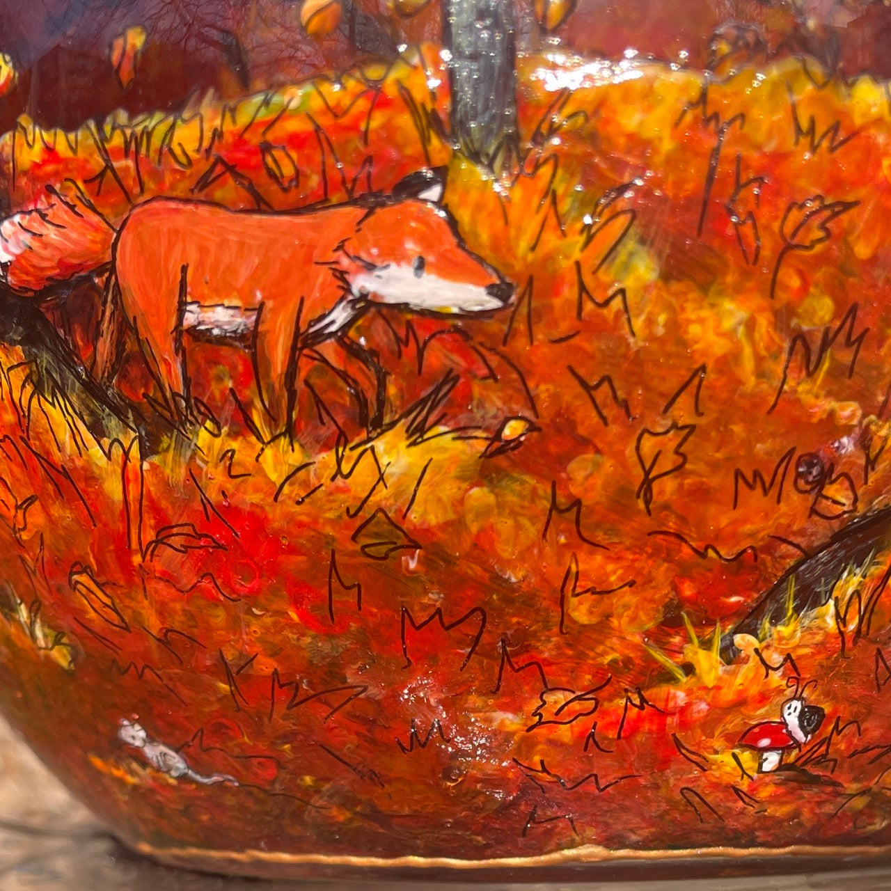 Autumn wood~ One of a kind bowl candleholder